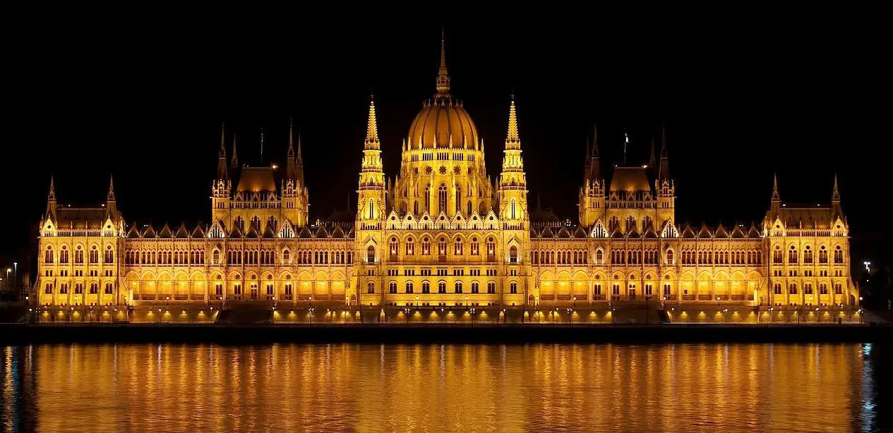 Budapest Parliament glittering in the night