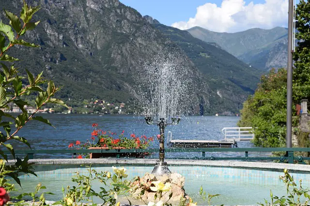 Fountain at a park, Lake Lugano