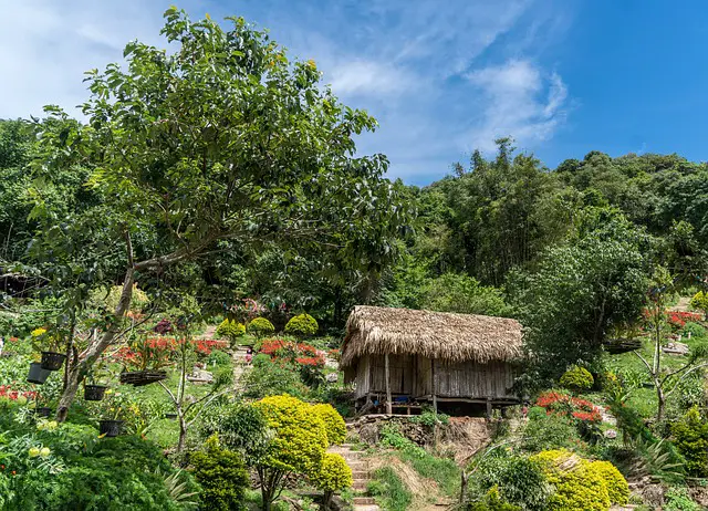 Grass hut in a beautiful park, Chiang Mai, Thailand