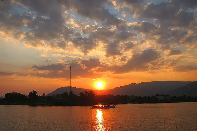 Sunset on the river, Kampot, Cambodia