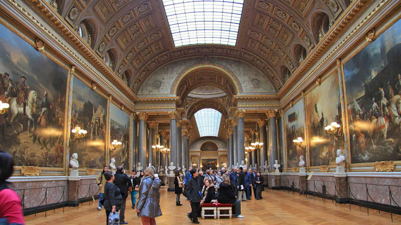 Tourists in a Grand Hall, Louvre Museum