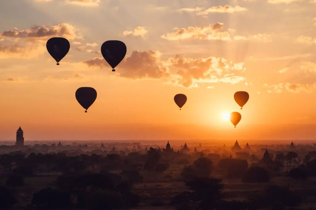 Hot Air Balloons, Bagan Sunset