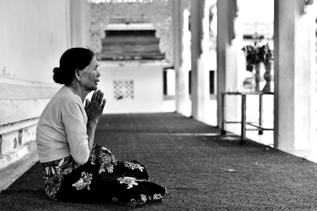 Praying At One Of Bagan Temples